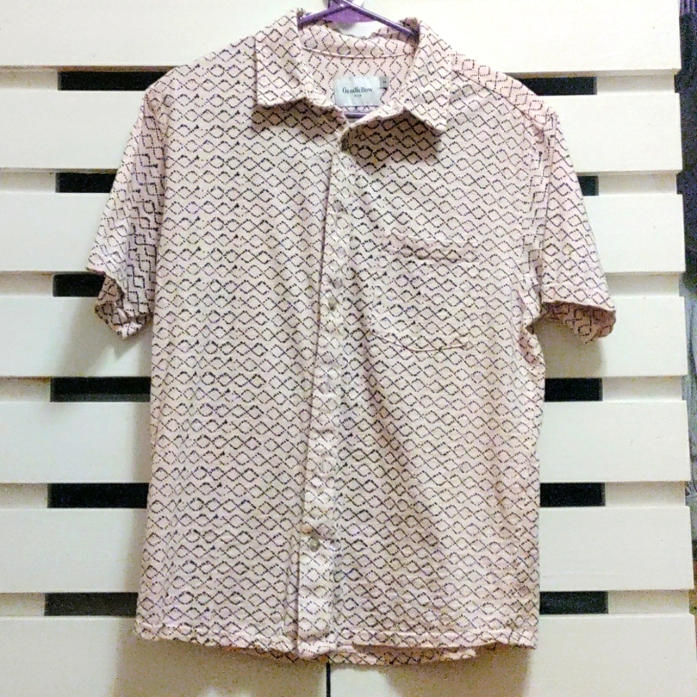 Pink and black goodfellow button up short shirt sleeve mid mod target medium men